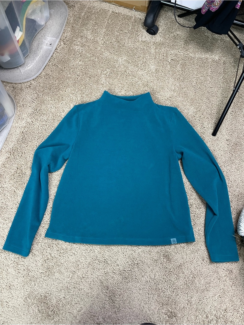 Women’s Teal Long-Sleeve Butter Fleece Mock Neck Top‎